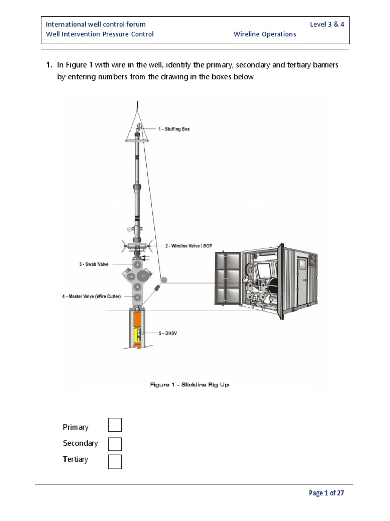 Wireline Operations Excercies L 3 4 Pdf Chemical Engineering