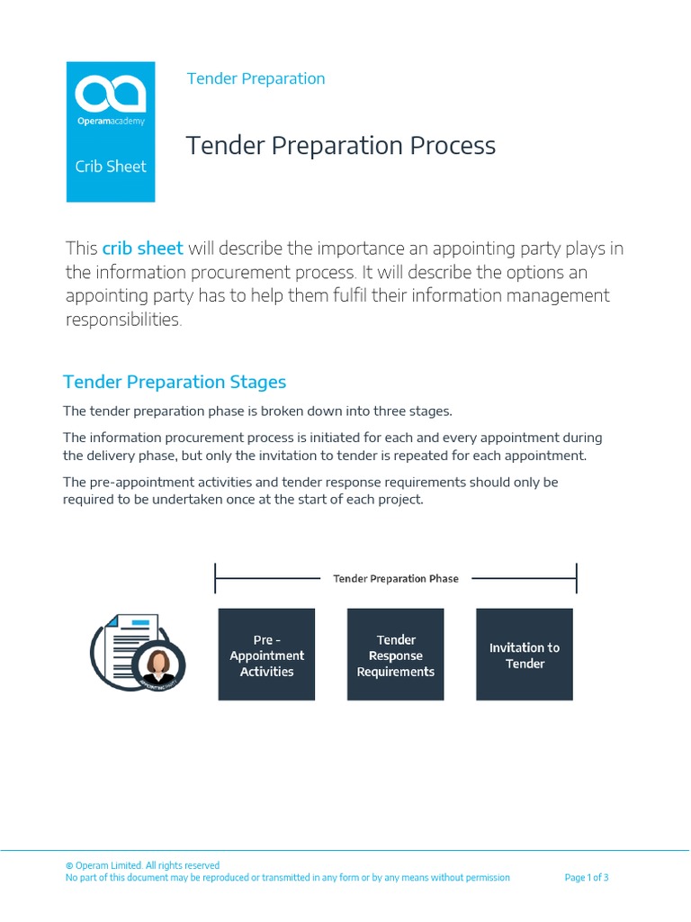 Crib Sheet - Tender Preparation Process | PDF