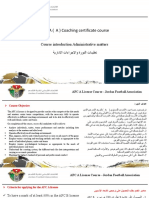 JFA (A) Coaching certificate course: Course introduction Administrative matters ةيرادلاا تاءارجلااو ةرودلا تاميلعت