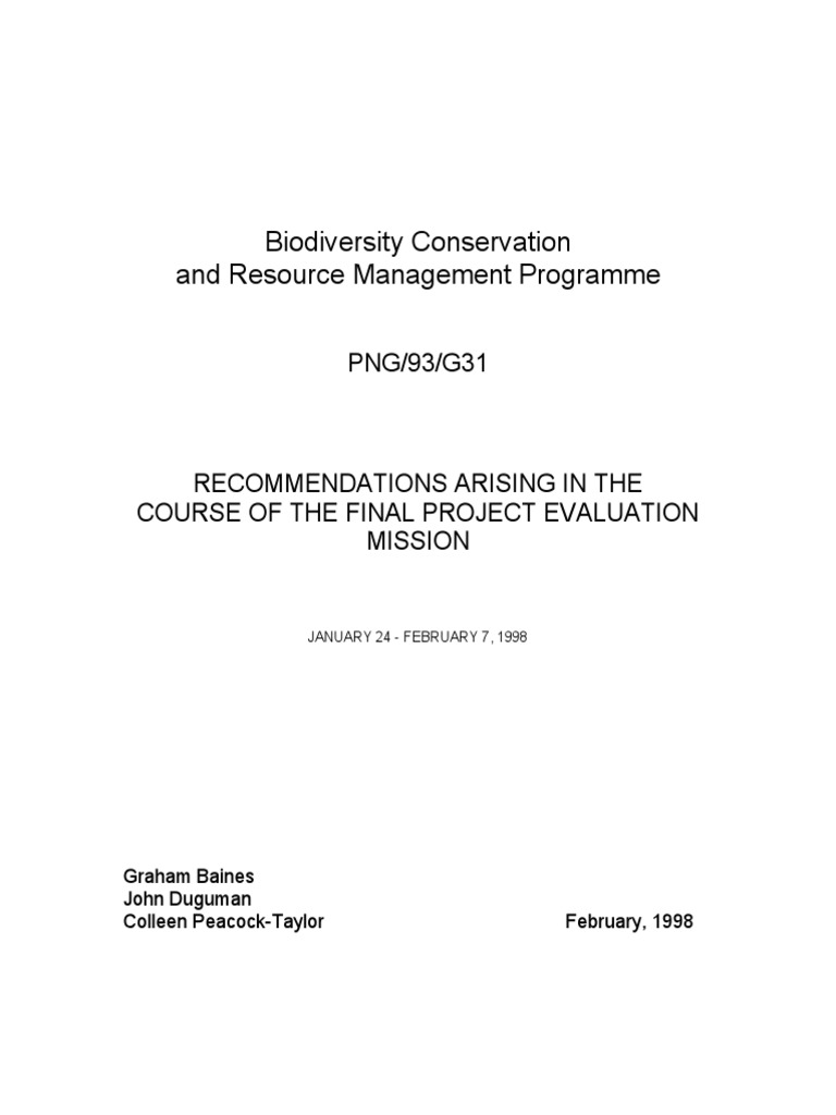 Biodiersity conservation and resource management in papua new guinea