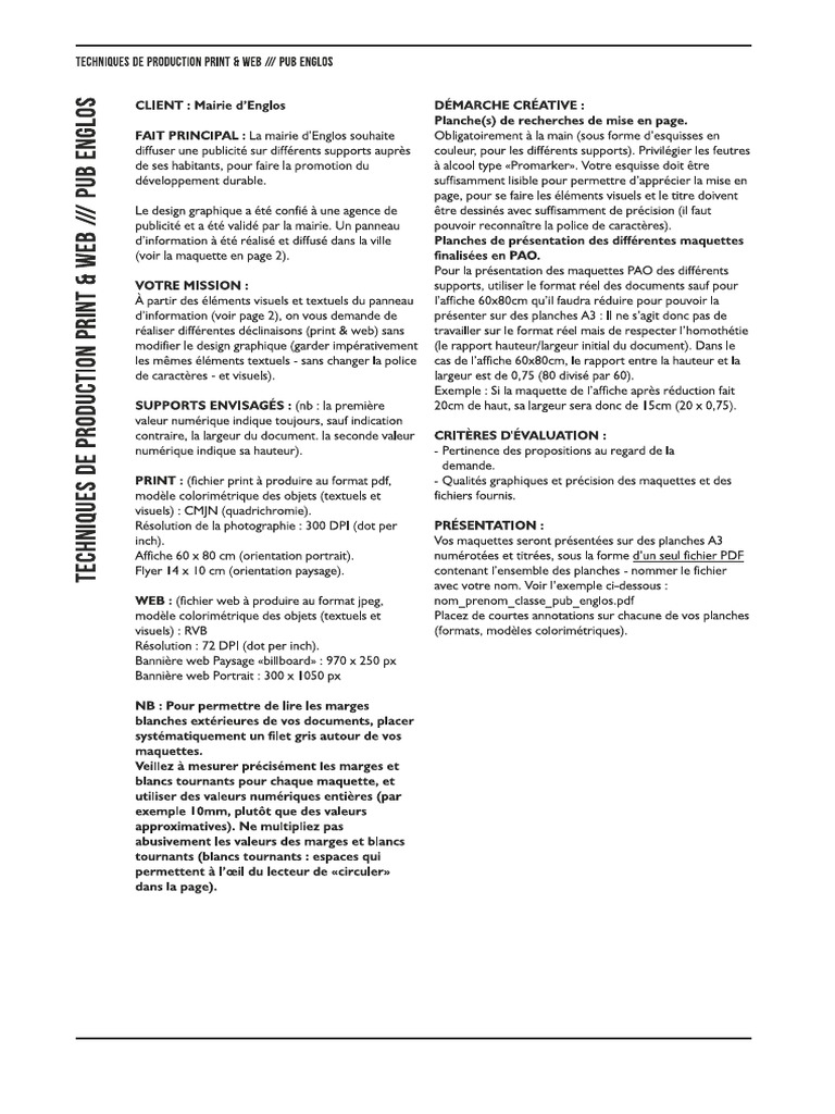Sujet TP Mise en Page Bde2 Pub Englos | PDF