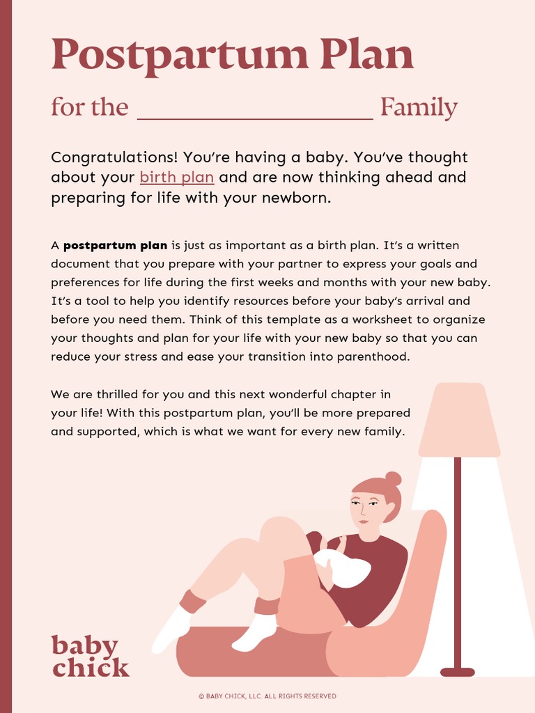 Baby Chick Postpartum Plan Template | PDF | Breastfeeding | Human ...