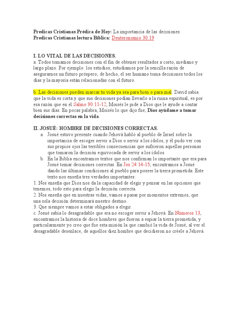 Predicas Cristianas Prédica de Hoy | PDF | Joshua | Libro de Deuteronomio