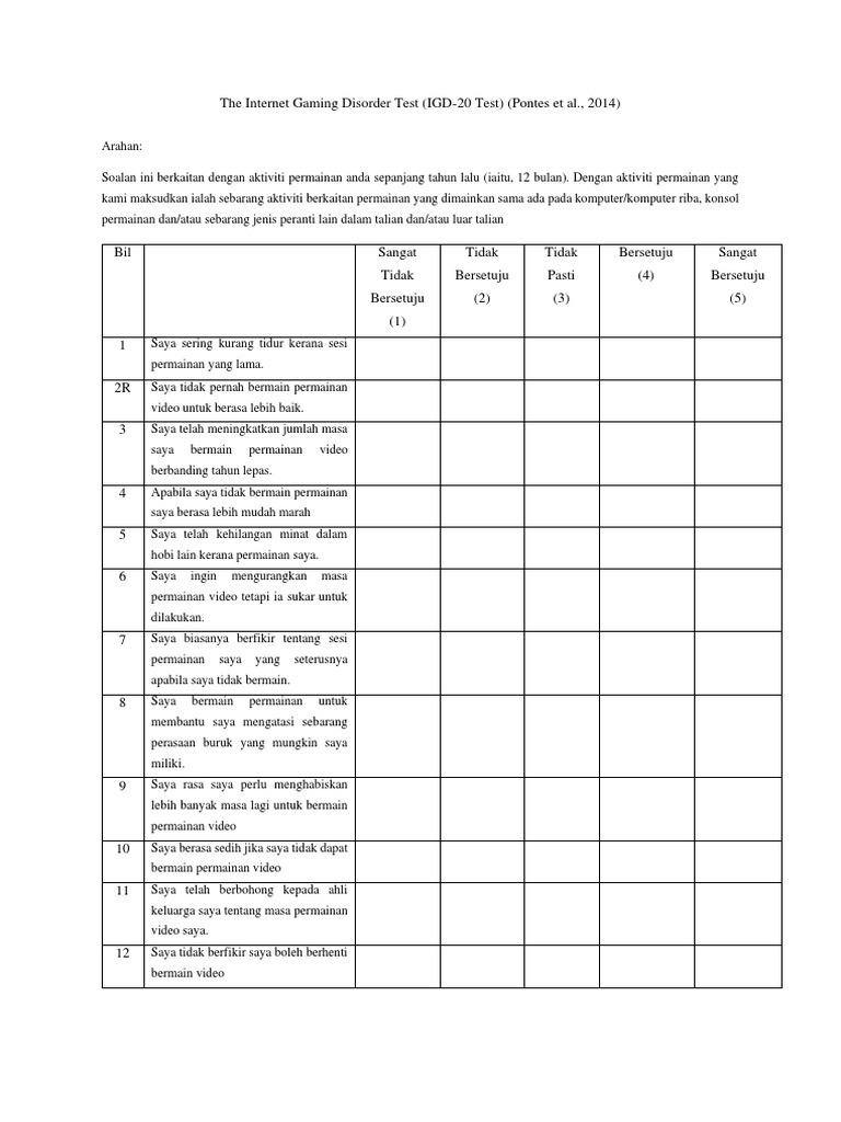The Internet Gaming Disorder Test PDF 1