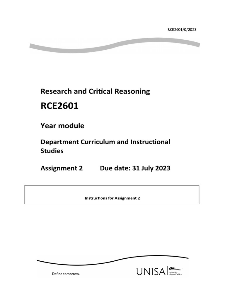 RCE2601 Assignment 2 Guidelines 2023 | PDF | Plagiarism | Methodology