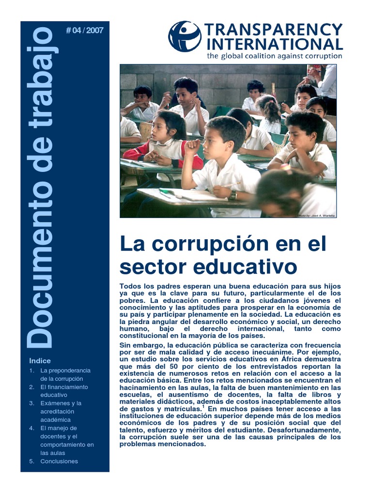 Transparency International 2007 Corrupcion en El Sector Educativo | PDF ...