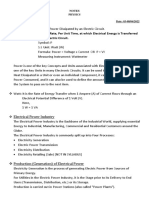 Notes On Electrical Power (Unit 5.10)