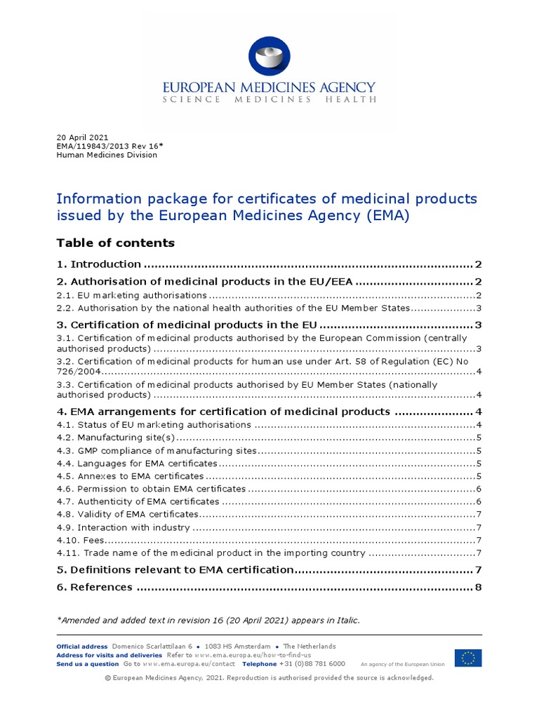 EMA Certification of Medicinal Products | PDF | Self-Improvement ...