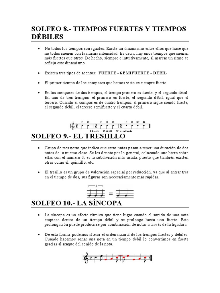 Tiempos Fuertes y Débiles en Solfeo | PDF | Arte | Artes del Lenguaje y ...