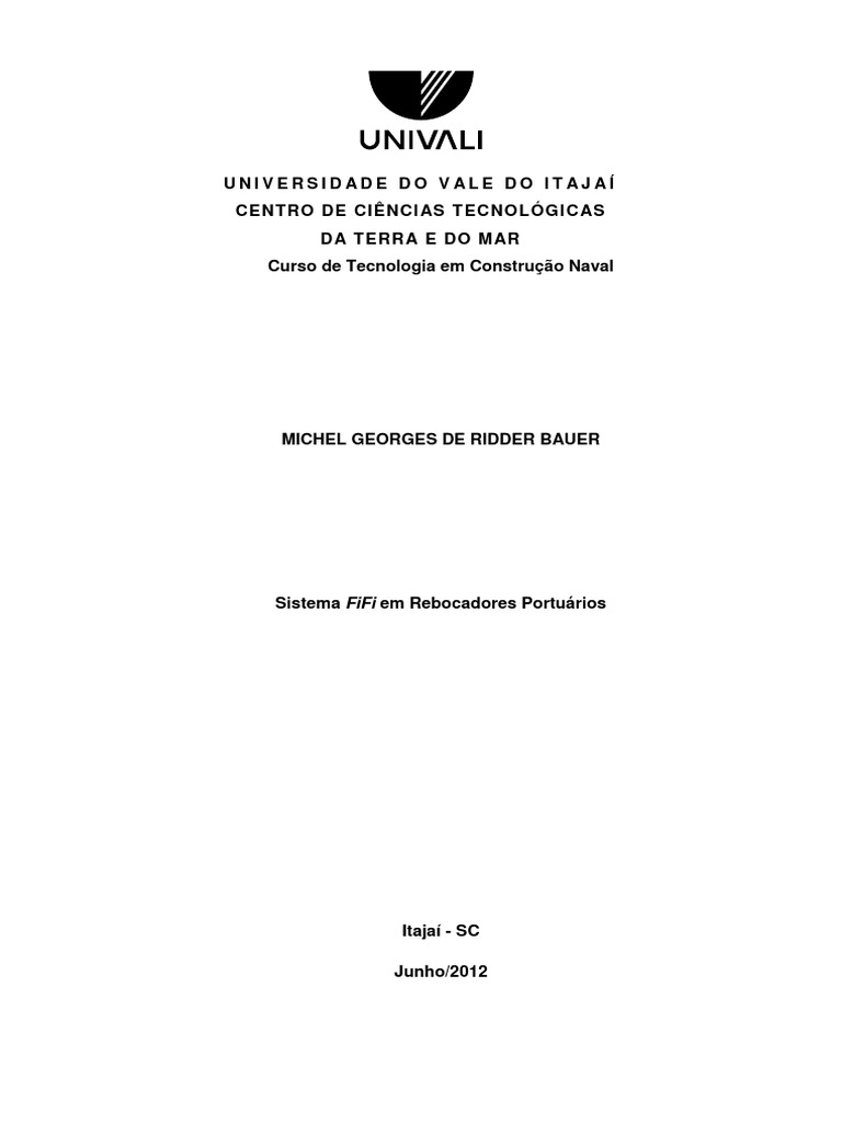 54 Sistema FiFi Em Rebocadores Portu rios PDF Combust o Oxig nio