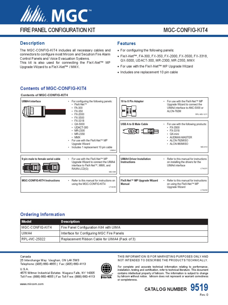 CAT-9519 MGC-CONFIG-KIT4 Fire Panel Configuration Kit | PDF ...
