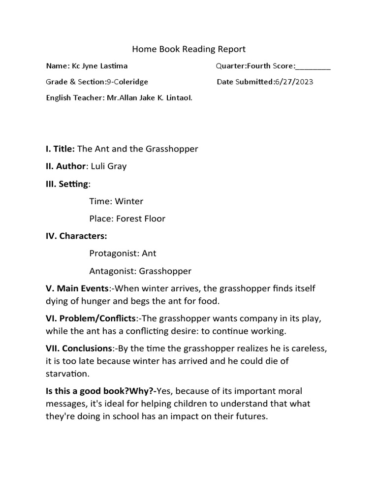 Home Book Reading Report | PDF | General Fiction | Mystery, Thriller ...