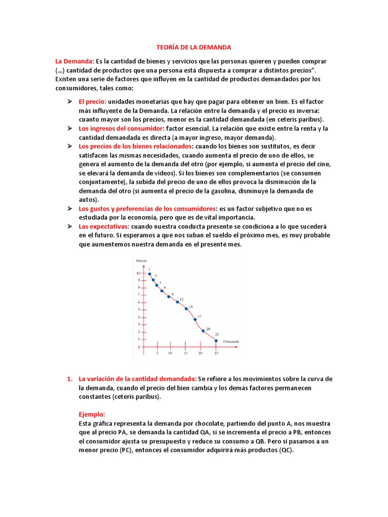 Teoría de La Demanda 3° | PDF | Oferta y demanda | Demanda