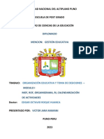 Trabajo Encargado de Diplomado Organizacion Educativa Mof, Rof, Organización, Ri, Calendarización de Las Actividades.