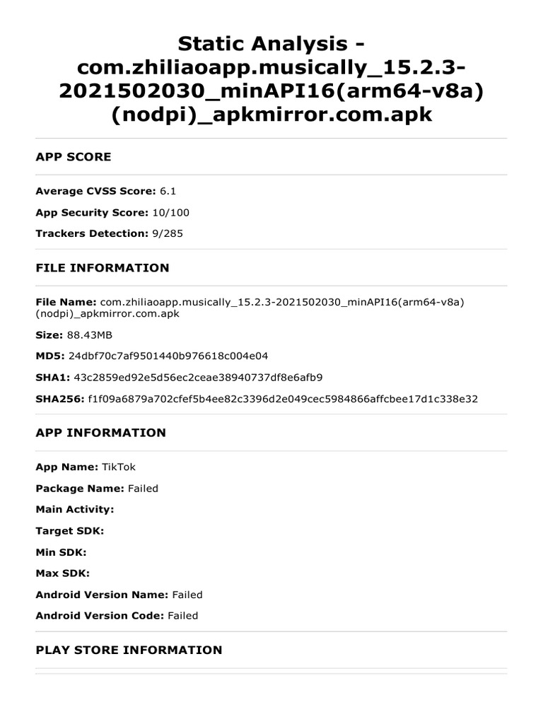 Tiktok 15.2.3 Static Analysis | PDF | Computer Science | Information ...