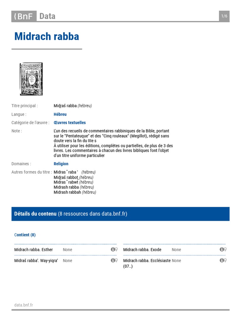 Midrash Rabba : Commentaires Bibliques | PDF | Midrash | Hébreu