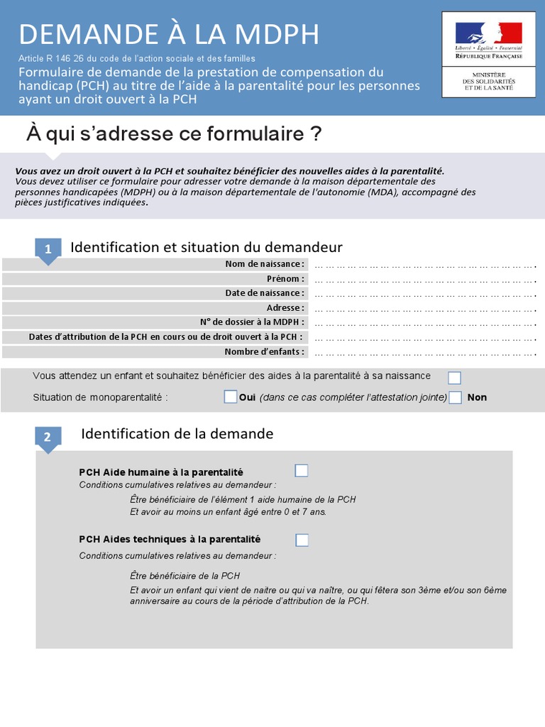 Formulaire PCH Aide à la Parentalité | PDF | Invalidité | Justice