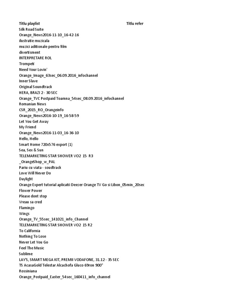 Playlist Unic Neidentificate 2016 Sem 4 PDF 