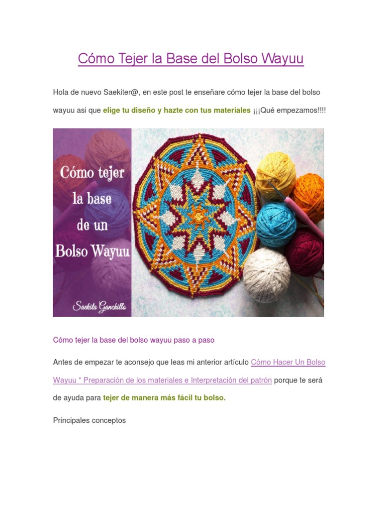 Cómo Tejer la Base del Bolso Wayuu | PDF