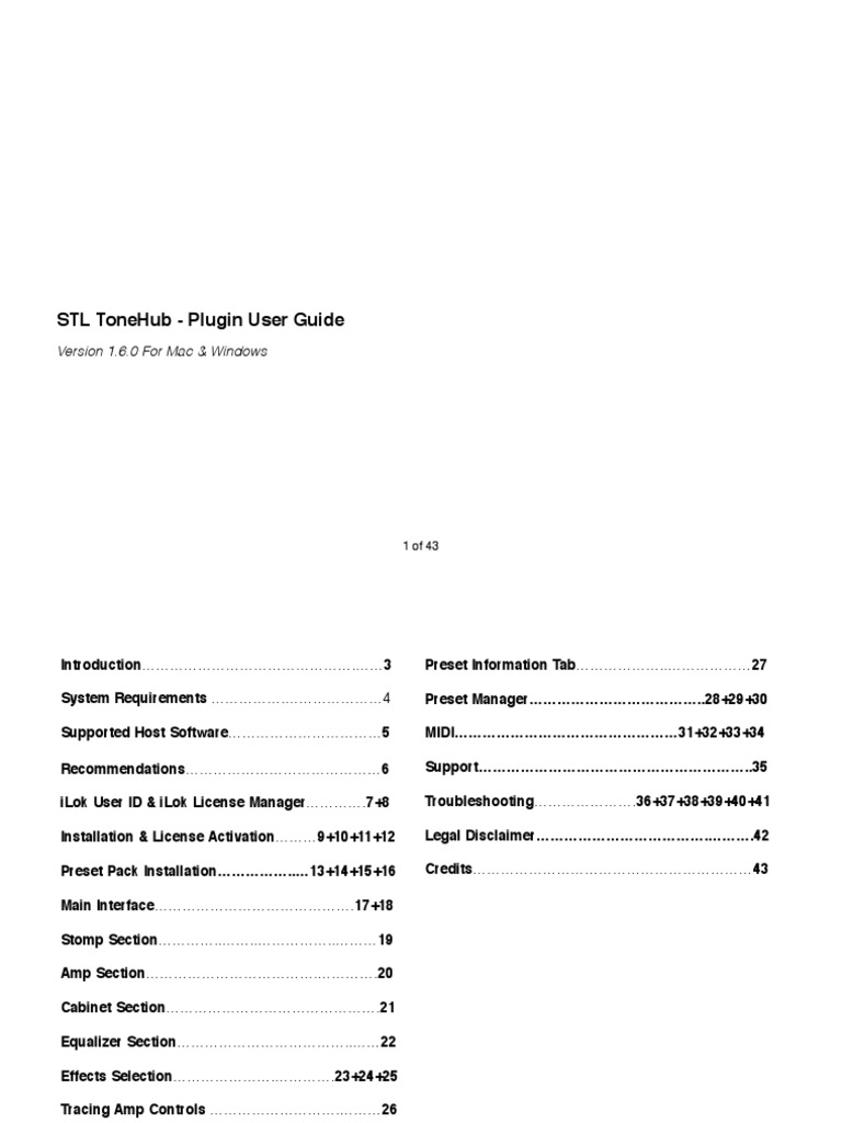 STL ToneHub Plugin User Guide | PDF | Installation (Computer Programs ...