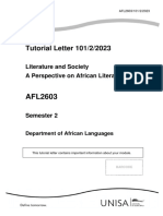 Tutorial Letter 101/2/2023: Literature and Society A Perspective On African Literature