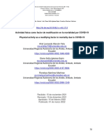 Actividad Física Como Factor de Modificación en La Mortalidad Por COVID-19