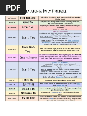Room 25 Thursday 13th August Daily Timetable