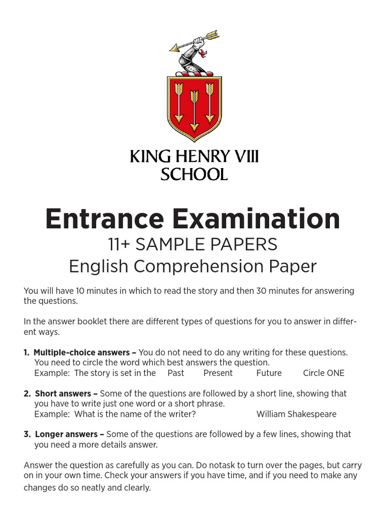 KH 11 Sample Papers English Comprehension Website | PDF
