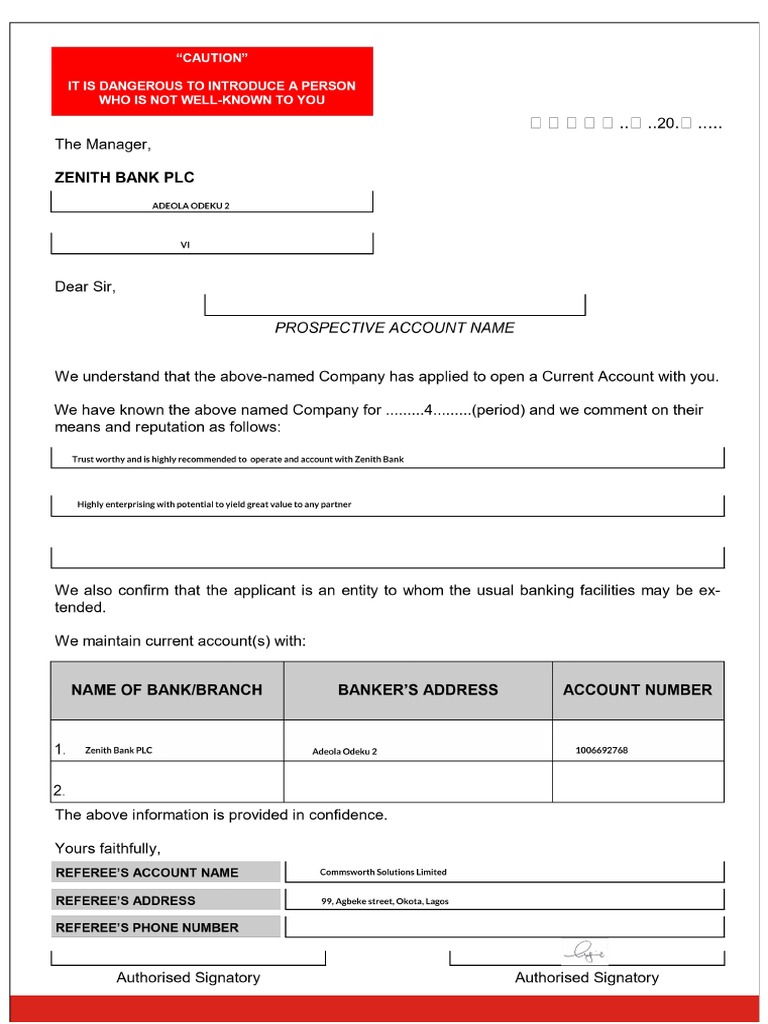 Zenith_REF FORM | PDF