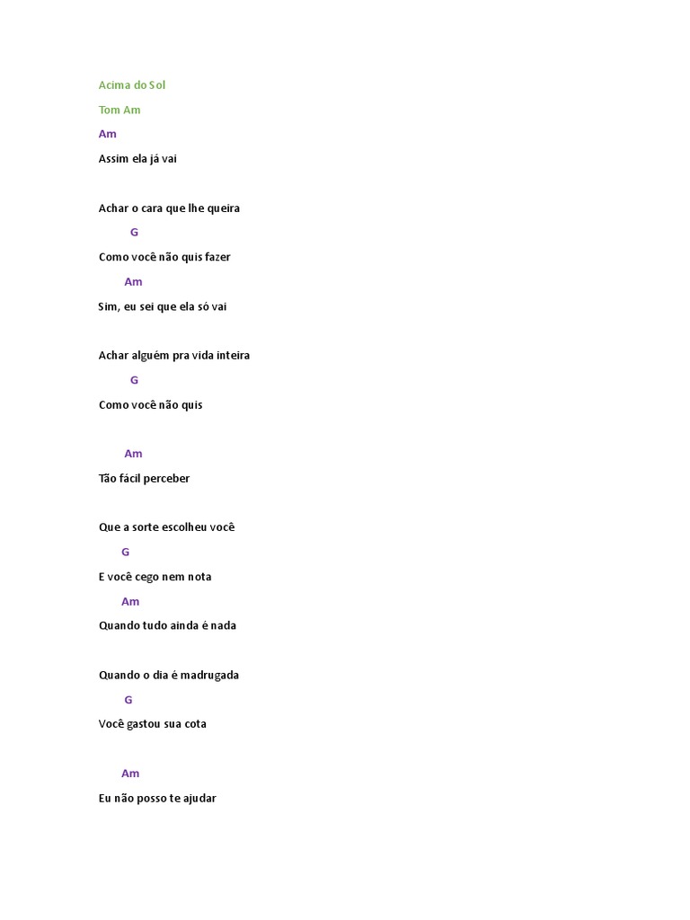 Cifras e Letra: Acima do Sol | PDF