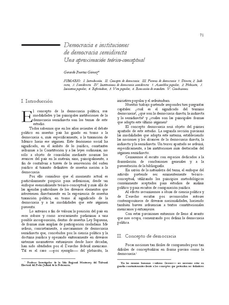 Democracia Semidirecta PDF Democracia Ideologías políticas