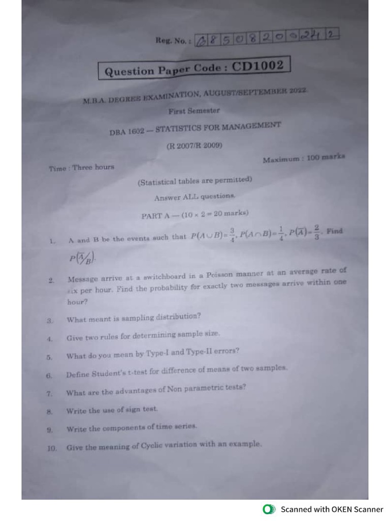 Statistics Previous Year Question Papers | PDF