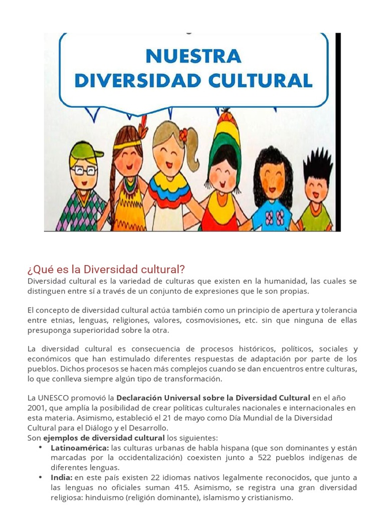 Definición y Ejemplos de Diversidad Cultural | PDF | Sociedad ...
