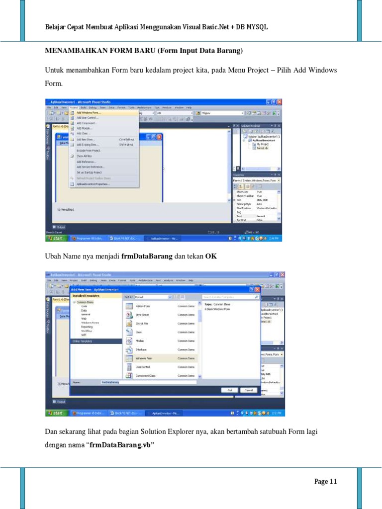 Menambahkan Form Baru di Visual Basic | PDF