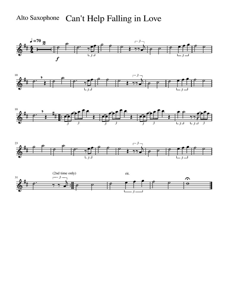 Cant Help Falling in LoveAlto Saxophone PDF
