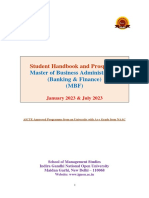 MBA (B & F) Student Handbook and Prospectus 