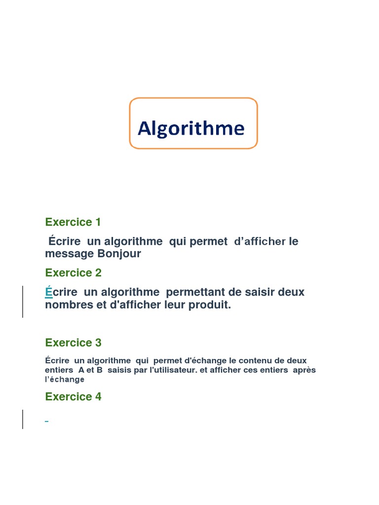 Exercices d'Algorithmes pour Débutants | PDF | Mathématiques