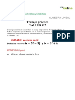 Trabajo Práctico Taller # 2: Algebra Lineal