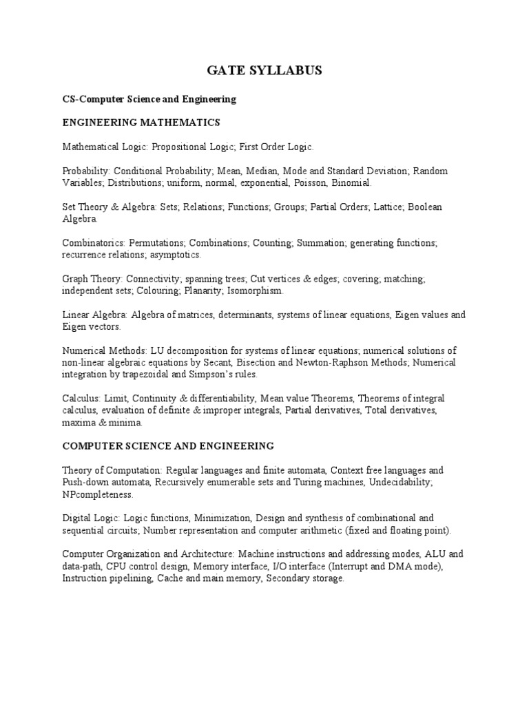 Gate Syllabus | PDF | Teaching Methods & Materials