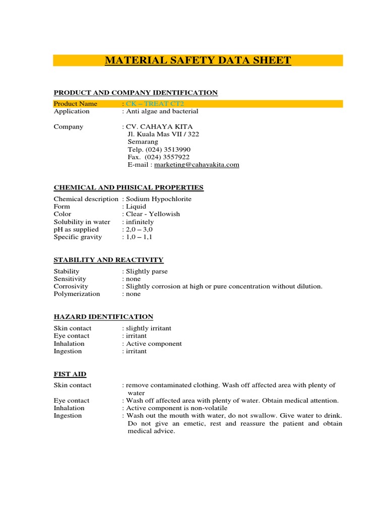 MSDS CK - CT2 Condensor | PDF