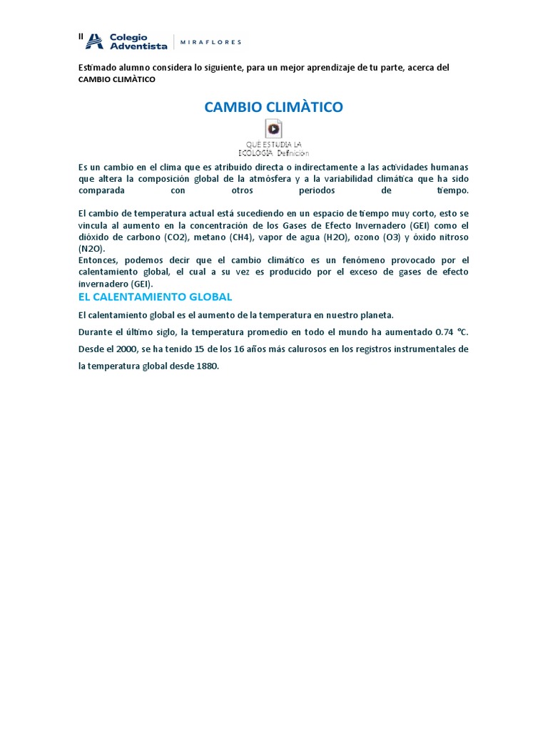Impacto del Cambio Climático en Ecosistemas | PDF | Gases de efecto ...