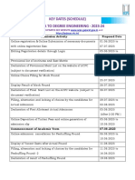 Key Dates (Schedule) Diploma To Degree Engineering - 2023-24