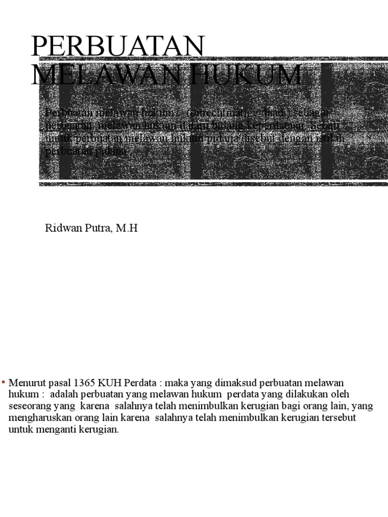 Unsur Perbuatan Melawan Hukum | PDF | Hukum