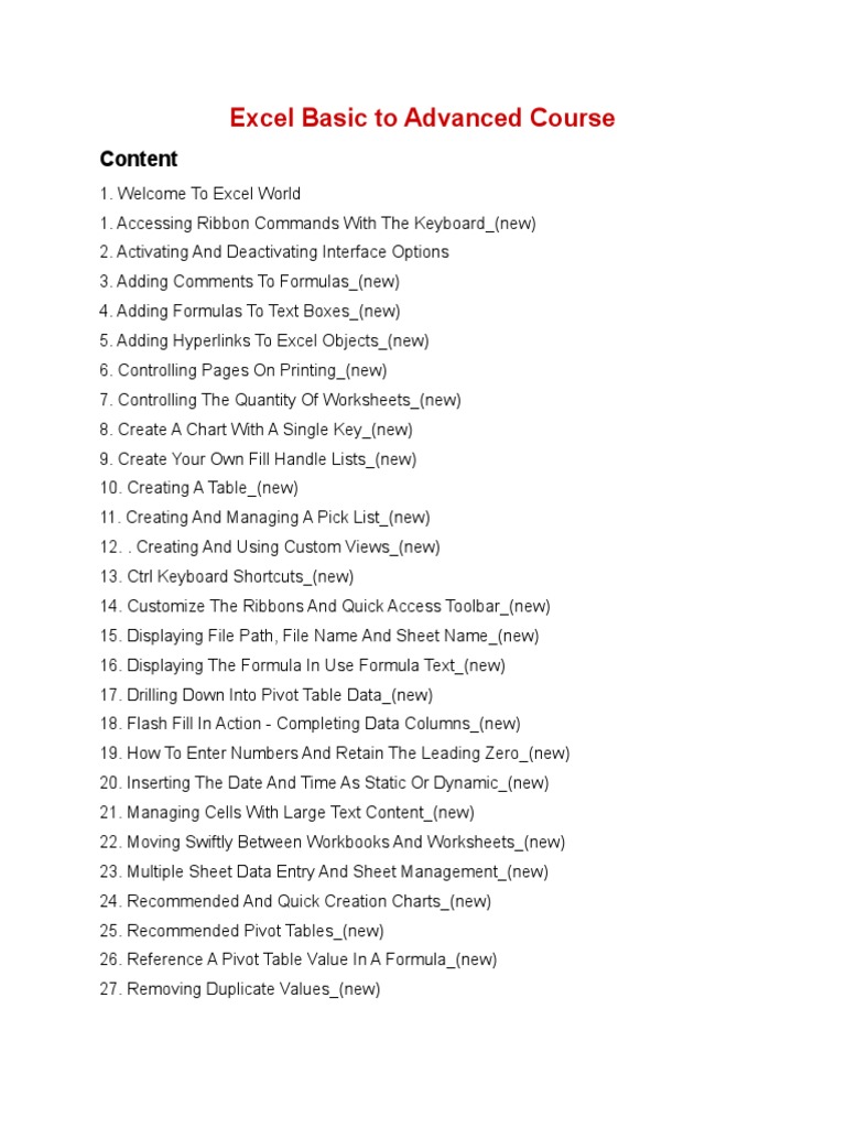 Excel Basic To Advanced Course Download Free Pdf Microsoft Excel