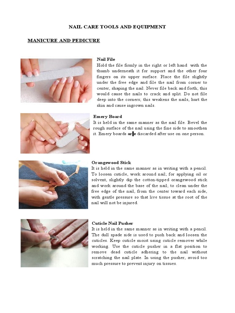 Nail Care Tools and Their Uses | PDF | Nail (Anatomy) | Finger
