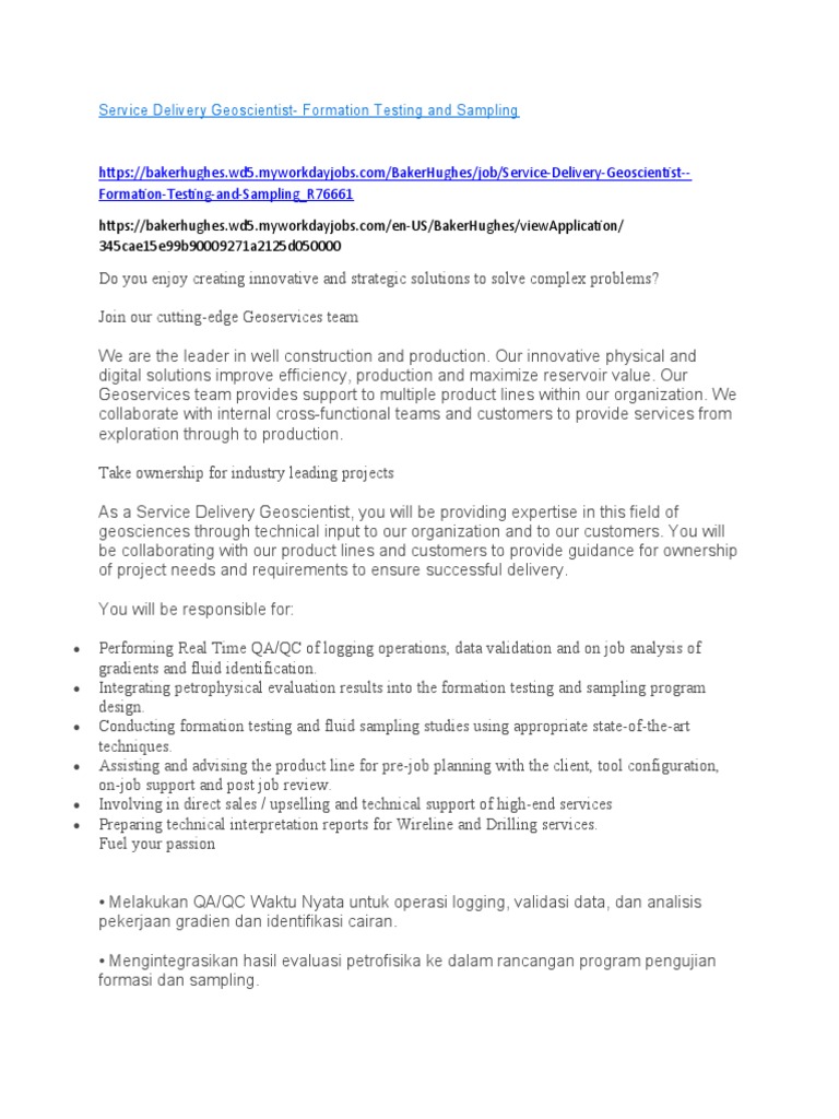 Service Delivery Geoscientist | PDF | Business
