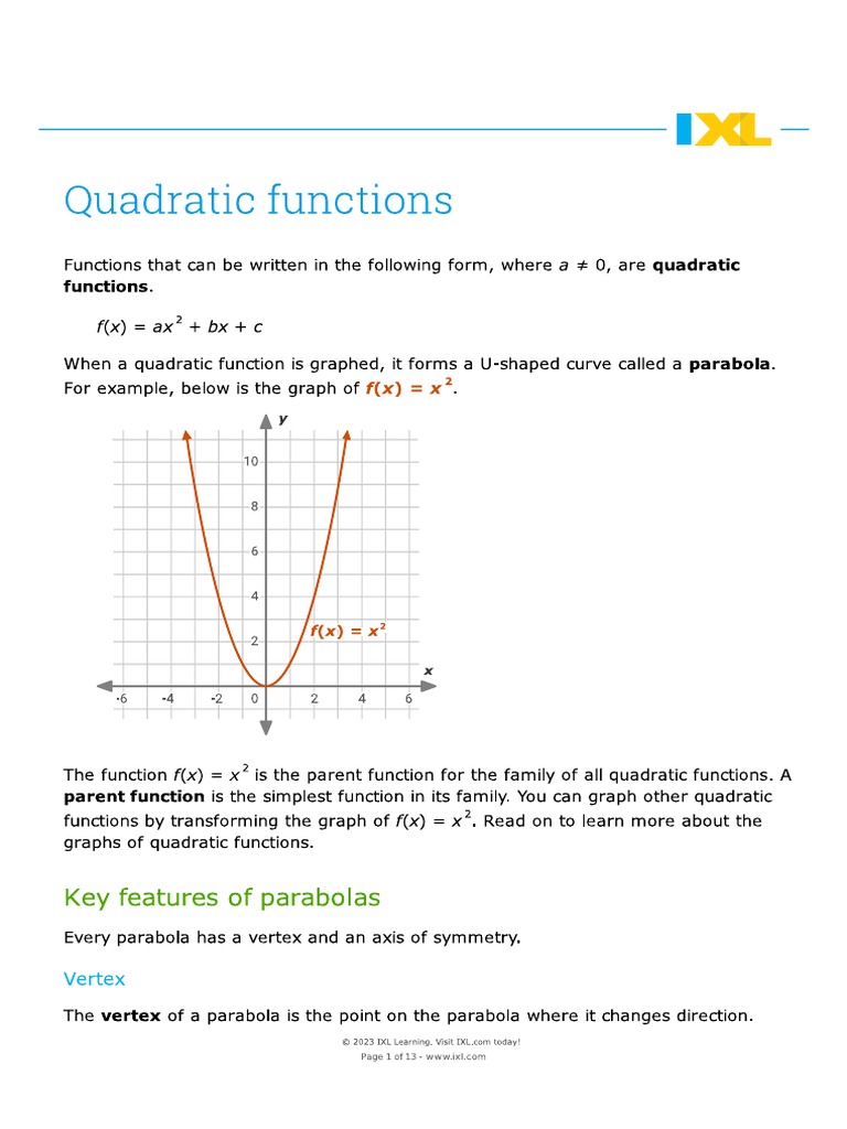 Quadratic Function Lesson Plan Pdf