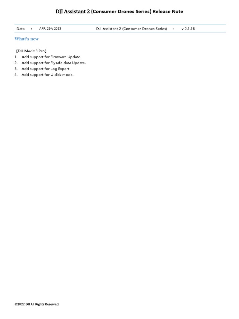 DJI Assistant 2 Consumer Release Notes | PDF | Computer Science ...