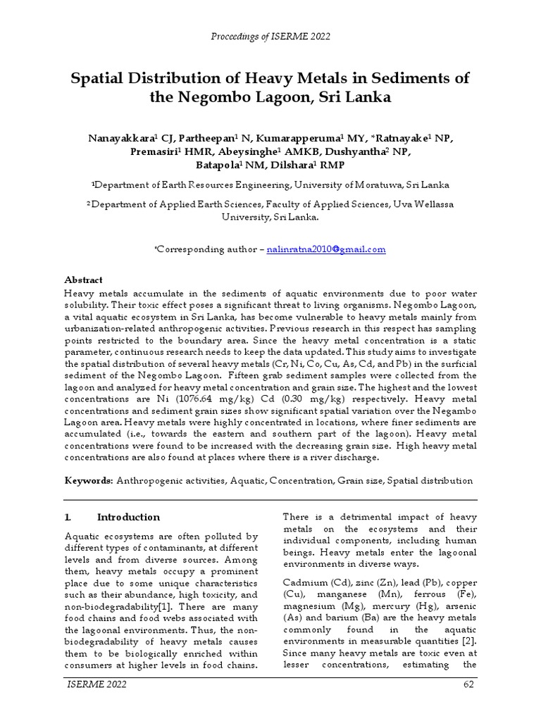 Negombo Lagoon Sediments | PDF | Nanomaterials | Waste