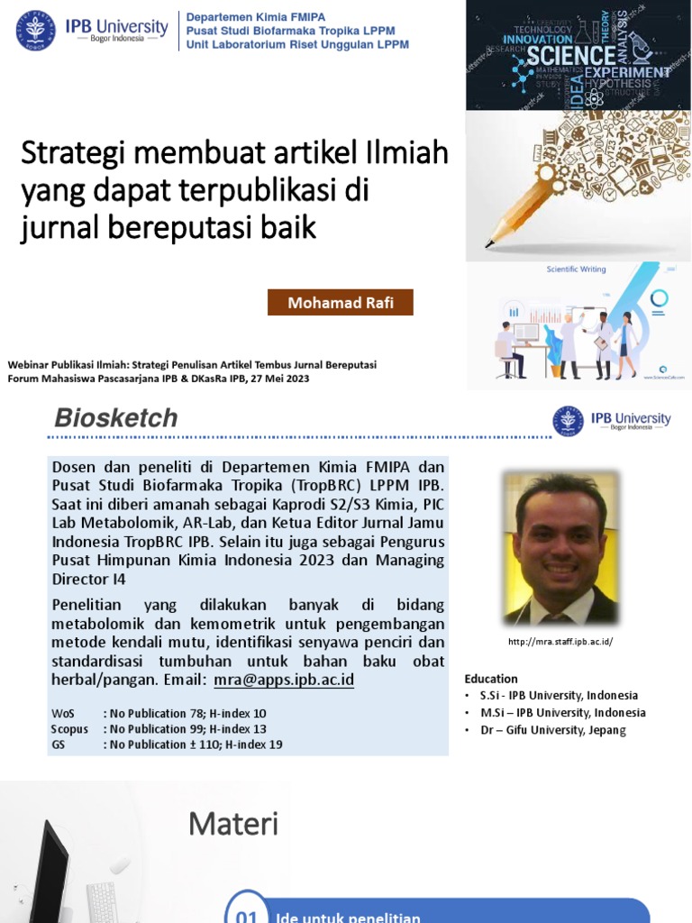 Pemateri 1 - Dr. Mohamad Rafi - Scientific Writing-FW DKasRa 2023 | PDF ...